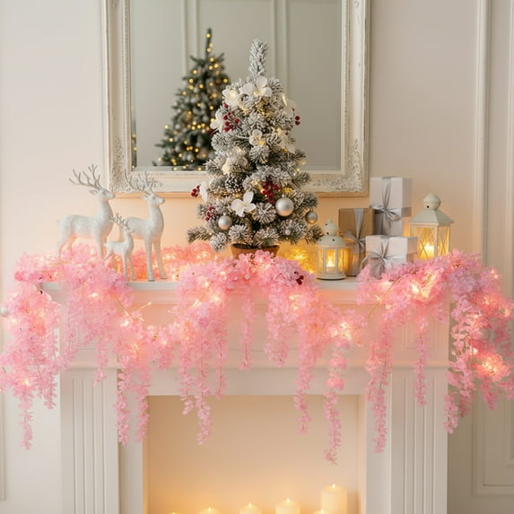 Jvbtvb 10Pcs 3FT Artificial Christmas Flower Garland, Fake Hydrangea and Orchid Vine Strings, Outdoor Indoor Hanging Plants Decor, Garden, Porch, Wedding, Home, Party Decoration