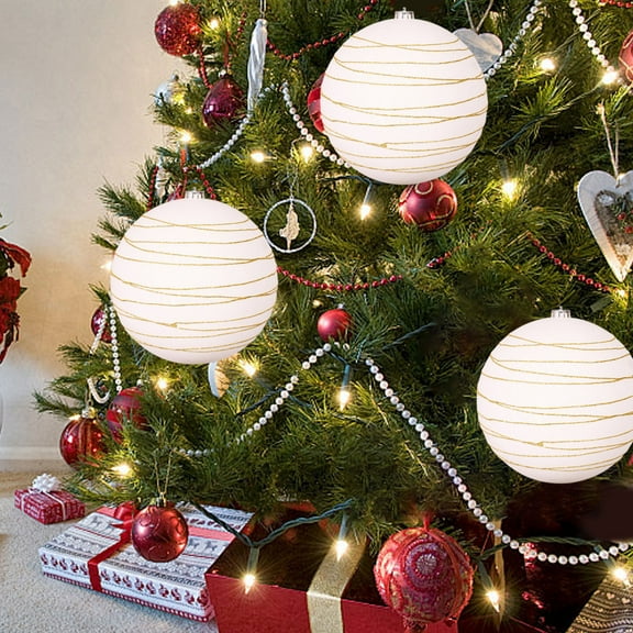 Jvbtvb 2 Pcs Extra Large Flocked Christmas Ball Ornaments (20cm), Circle Painted Tree Decor, Jumbo Hanging Orbs for Holiday Festive Decorating