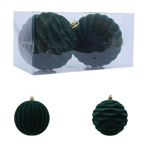 Jvbtvb 2Pcs Large 10cm Flocked Christmas Ball Ornaments, Velvet Oversized Tree Decorations, Shatterproof Hanging Balls for Holiday Party Home Decor