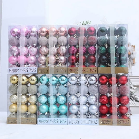 Jvbtvb 30PCS 1.5 Inch Christmas Ball Ornaments, Shatterproof Plastic Hanging Baubles with Assorted Styles for Xmas Tree Decor, Home and Party Decoration