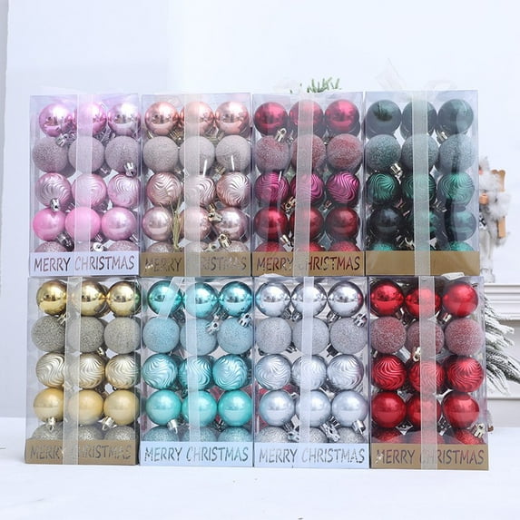 Jvbtvb 30PCS 1.5 Inch Christmas Ball Ornaments, Shatterproof Plastic Hanging Baubles with Assorted Styles for Xmas Tree Decor, Home and Party Decoration