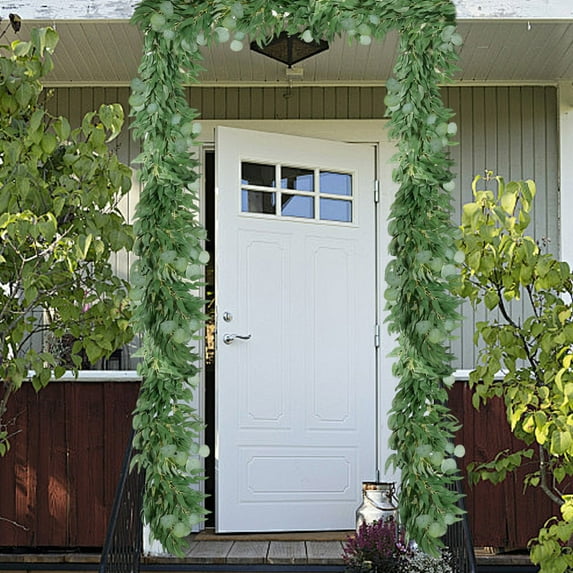Jvbtvb 7ft Christmas Eucalyptus Garland, Artificial Vine with Willows Leaf for Wedding Decor, Indoor Outdoor Home, Christmas Tree, Fireplace, Door, Party, Decorations
