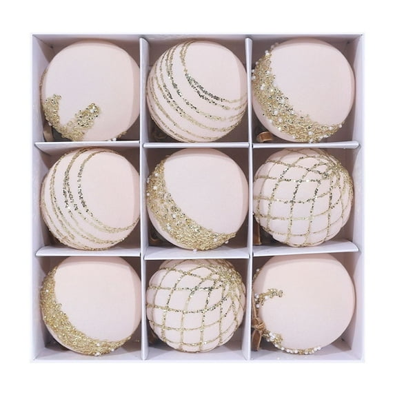 Jvbtvb 9Pcs Flocked Christmas Ball Ornaments, 3.14 Inch Shatterproof Hanging Decor, Jumbo Holiday Tree Decorations for Xmas Party Festive Decor
