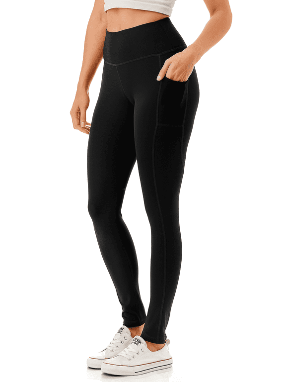 Women's High Waist Active Leggings Yoga Workout Pants With Side Tech Pockets Size S-3XL 28" Inseam