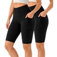 thumbnail image 1 of Jvini 2 Pack Women's High Waist Active Biker Shorts With Pockets Tummy Control Knee Length  Bike Shorts Size S-3XL, 1 of 6