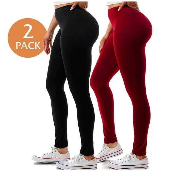 Jvini Women's Buttery Soft, Stretch Athleisure Leggings, Black 2-Pack