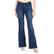 Jvini Womens Flare Jeans Pull-On Stretch Slimming Flared Denim Jeggings Dark Wash