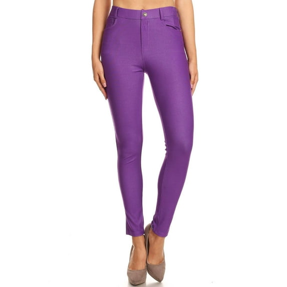 Jvini Women's High Waist Color Jeggings Pull On Stretch Skinny Pants Inseam 29" Sizes S-3XL