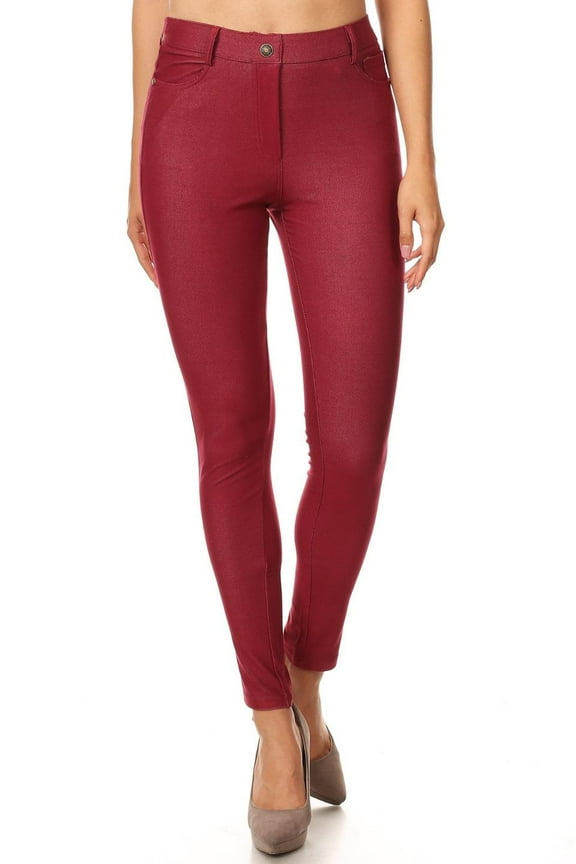 Women's High Waist Color Jeggings Pull On Stretch Skinny Pants Inseam 29" Sizes S-3XL
