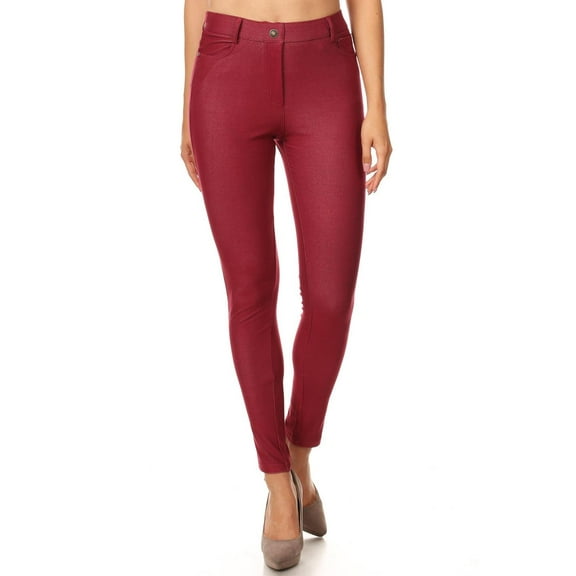 Jvini Women's High Waist Color Jeggings Pull On Stretch Skinny Pants Inseam 29" Sizes S-3XL