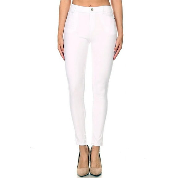 Jvini Women's High Waist Color Jeggings Pull On Stretch Skinny Pants Inseam 29" Sizes S-3XL