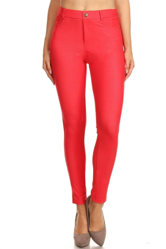 Women's High Waist Color Jeggings Pull On Stretch Skinny Pants Inseam 29" Sizes S-3XL