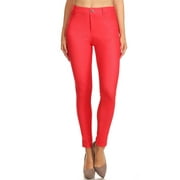 Jvini Womens High Waist Color Jeggings Pull On Stretch Skinny Pants Inseam 29" Sizes S-3XL