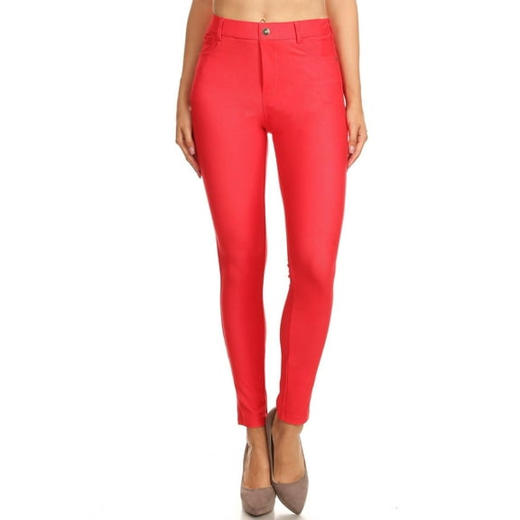 Jvini Women's High Waist Color Jeggings Pull On Stretch Skinny Pants Inseam 29" Sizes S-3XL