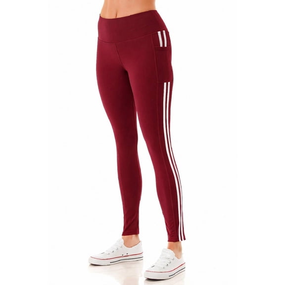 Jvini Women's High Waisted Active Leggings With Side Stripe & Tech Pockets For Yoga Workout Running