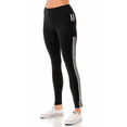 thumbnail image 1 of Jvini Women's High Waisted Active Leggings With Side Stripe & Tech Pockets For Yoga Workout Running, 1 of 5