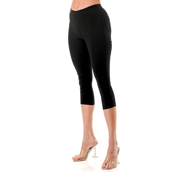 Jvini Women's Mid Rise Stretch Capris Pull On Elastic Waist Capri Jegging Pants Size S-3XL
