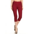 thumbnail image 1 of Jvini Women's Mid Rise Stretch Capris Pull On Elastic Waist Capri Jegging Pants Size S-3XL, 1 of 5