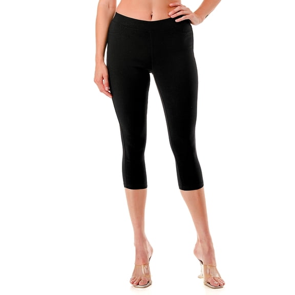 Jvini Women's Mid Rise Stretch Capris Pull On Elastic Waist Capri Jegging Pants Size S-3XL