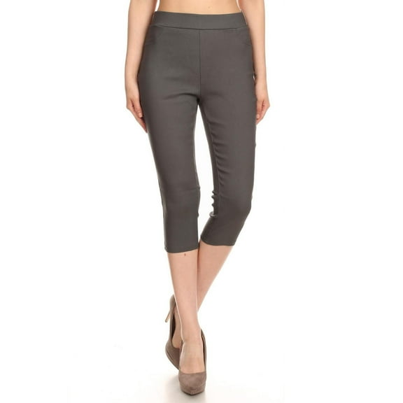 Jvini Women's Mid Rise Stretch Capris Pull On Elastic Waist Capri Jegging Pants Size S-3XL