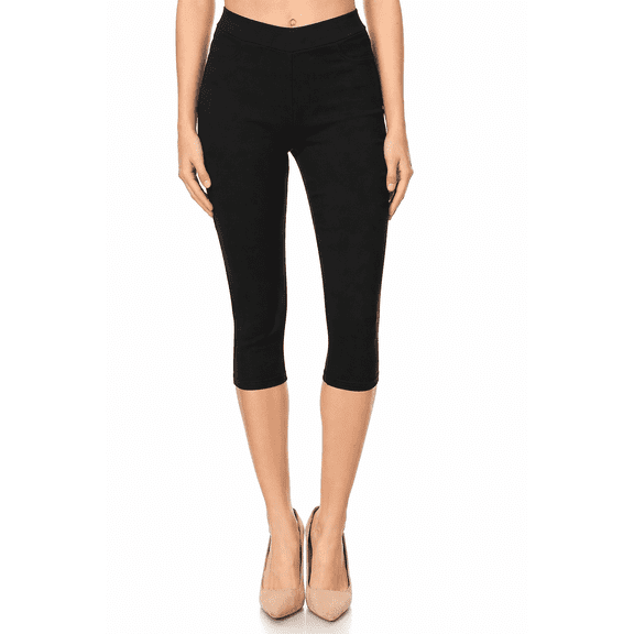 Jvini Women's Stretchy Jean Style Capris Pull On Skinny Capri Jegging Inseam 19" Size S- 3XL