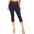thumbnail image 1 of Jvini Women's Pull On Capri Pants Stretch Knit Denim Jeggings With Pockets, 1 of 5