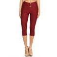 thumbnail image 1 of Jvini Women's Pull On Capri Pants Stretch Knit Denim Jeggings With Pockets, 1 of 4