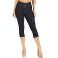 thumbnail image 1 of Jvini Women's Pull On Capri Pants Stretch Knit Denim Jeggings With Pockets, 1 of 5