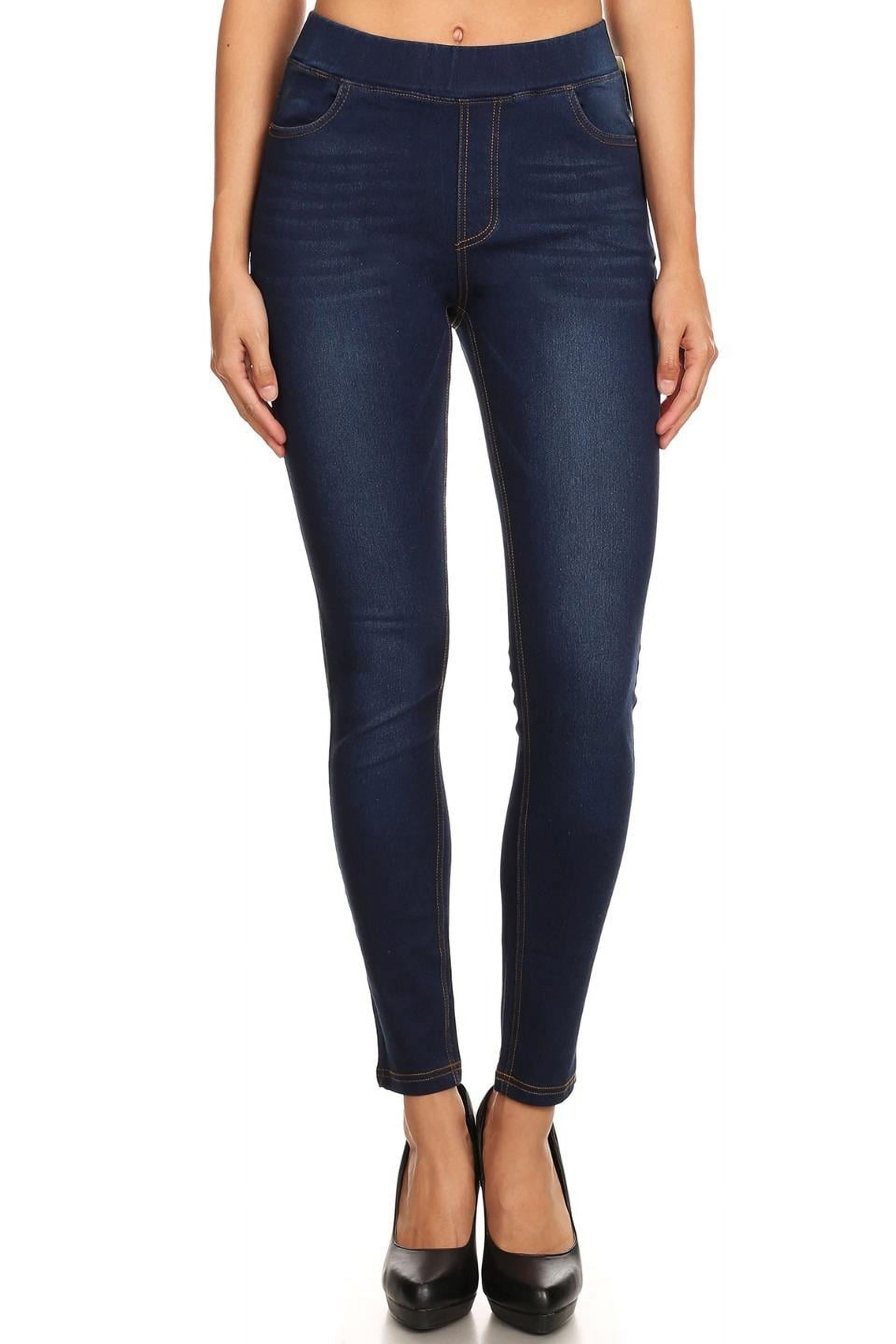 Women's Pull On Skinny Jeans Stretch Denim Jean Jeggings 29" Dark Indigo Wash