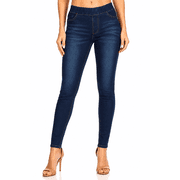 Jvini Womens Pull On Skinny Jeans Stretch Denim Jean Jeggings 29" Dark Indigo Wash