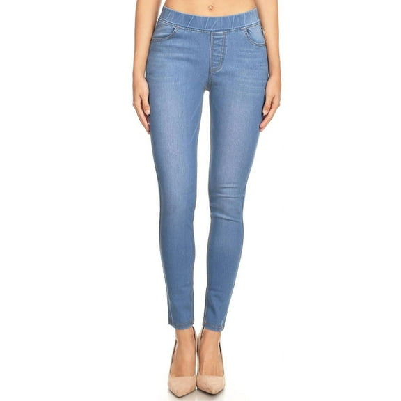 Jvini Women's Pull On Skinny Jeans Stretch Denim Jean Jeggings Regular - Plus Size Light Wash