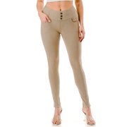 Jvini Women's Pull On Skinny Pants Fleece Lined Stretchy Knit Denim Jeggings With Pockets