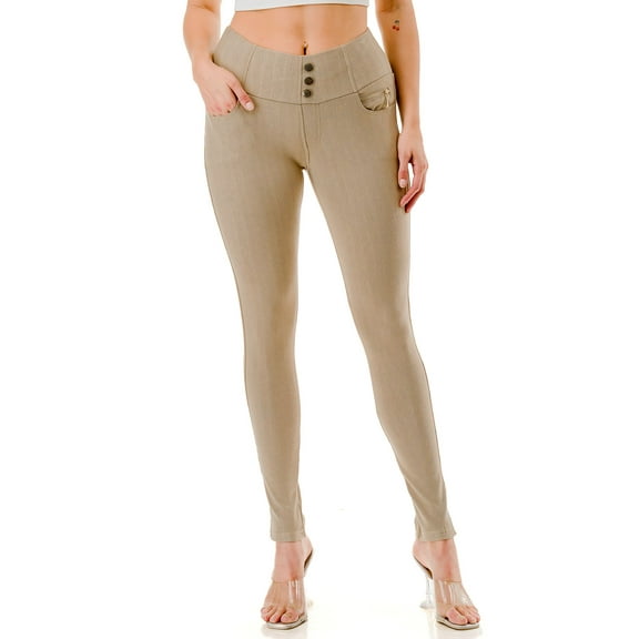 Jvini Women's Pull On Skinny Pants Fleece Lined Stretchy Knit Denim Jeggings With Pockets S-3XL