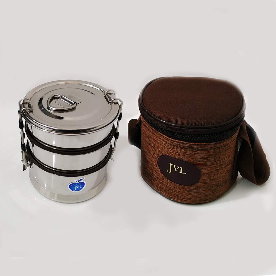 Jvl Stainless Steel Lunch Box For Kids, Triple Three Layer Leakproof