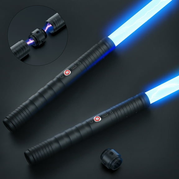 JvmuSaber 2 Packs Lightsaber RGB Double-Bladed Lightsaber Toys 12 Colors 4 Sound Modes for Kids and Adults Present, Black