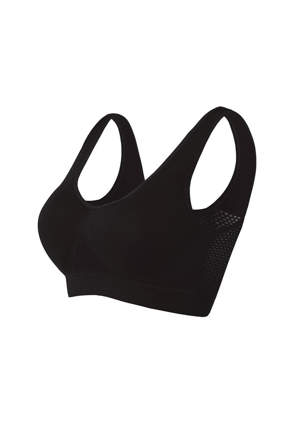 Womens Sports Bras,Sports Bras for Women,Wireless,U Neck,Comfortable,Solid,Polyester,Black,5XL