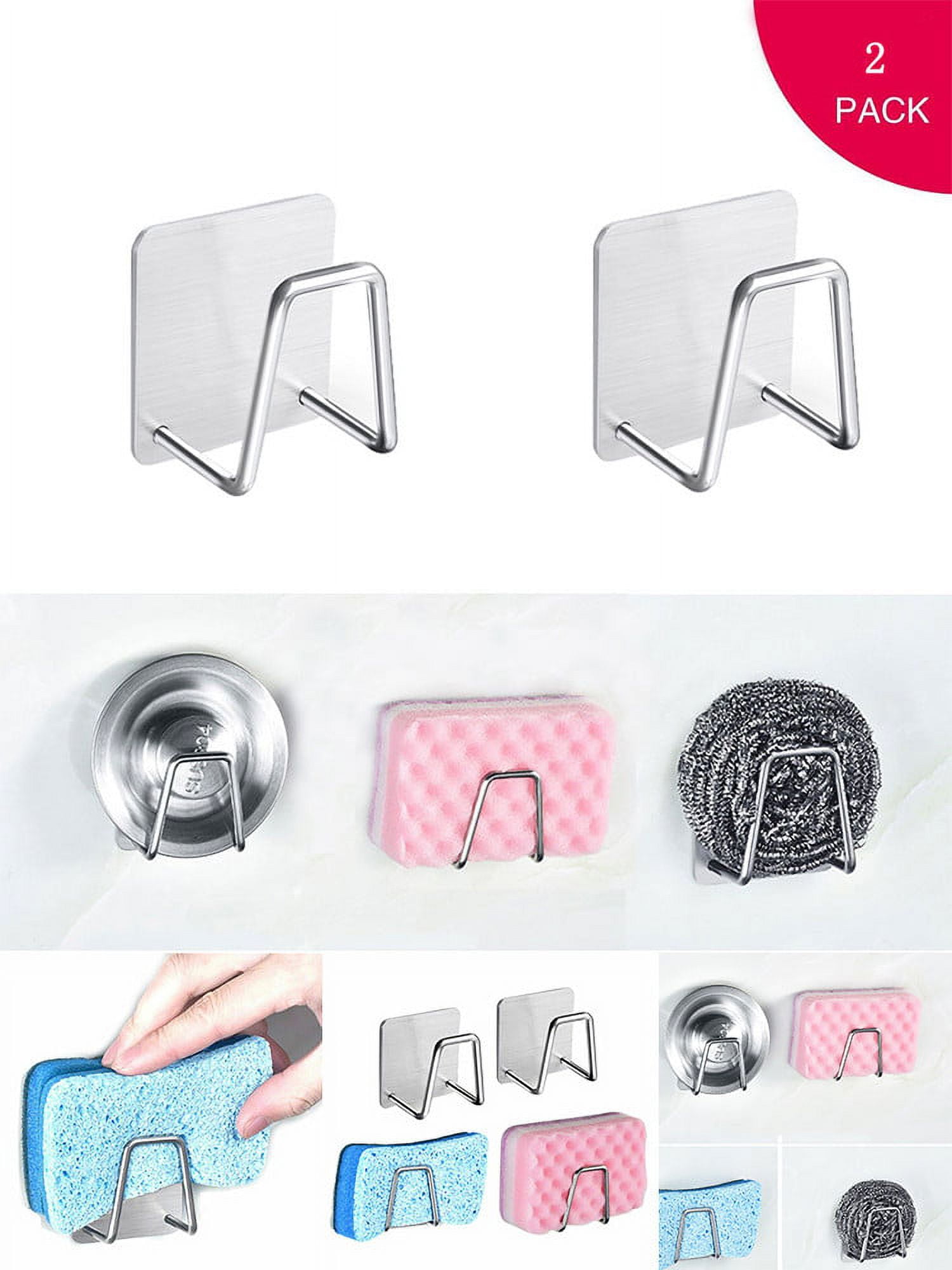 Jwputqe 2PC Stainless Steel Kitchen Sponge Brush Soap Dishwashing ...