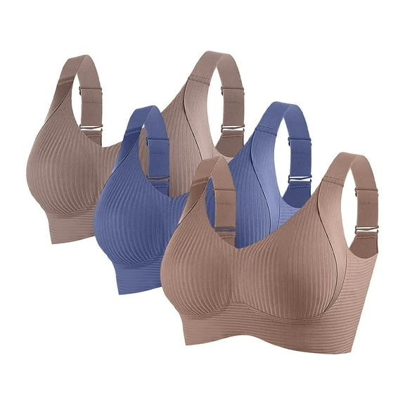 Jwputqe Bras for Women Seamless Sports Bra Over Size Fashionable Bra Brown L