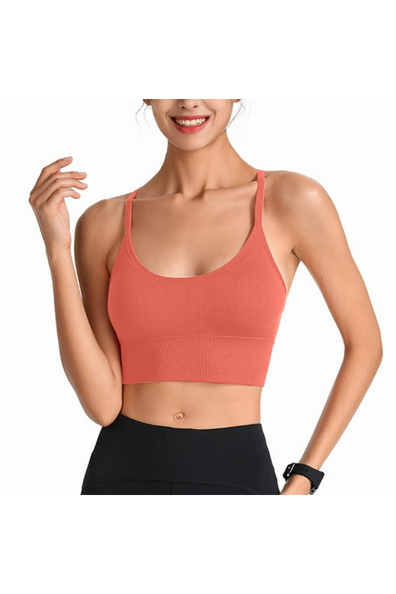 Sports Bras for Women Breathable Push Up Bra Supportive Seamless Bra Orange L