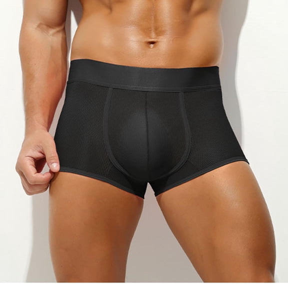 Jwputqe Mens Boxer Briefs,Mens Briefs,Boxer Briefs,Breathable,Comfort Fit,Solid,Elastic Waist,Nylon,Spandex,Black,2XL