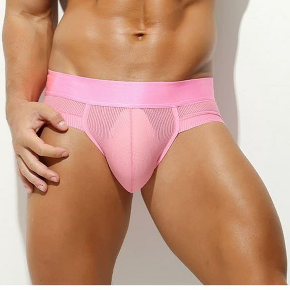 Jwputqe Mens Boxer Briefs,Mens Briefs,Boxer Briefs,Breathable,Comfort Fit,Solid,Elastic Waist,Nylon,Spandex,Pink,L
