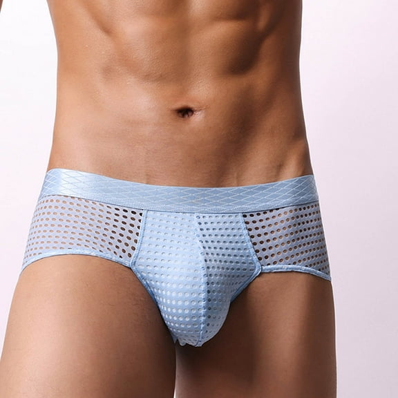 Jwputqe Mens Boxer Briefs,Mens Briefs,Boxer Briefs,Breathable,Cooling,Solid,Elastic Waist,Nylon,Spandex,Light Blue,M
