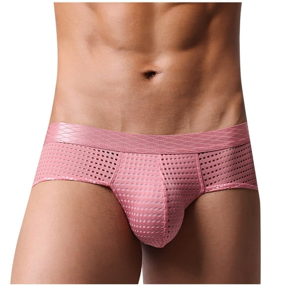 Jwputqe Mens Boxer Briefs,Mens Briefs,Boxer Briefs,Breathable,Cooling,Solid,Elastic Waist,Nylon,Spandex,Pink,L