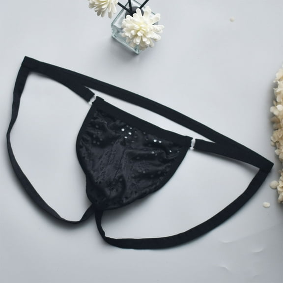 Jwputqe Mensg Strings and Thongs,Thongs For Men,Mens ThongsBreathable,Cooling,Solid,Low Waist,Polyester,Cotton,Black,XL (US:10)