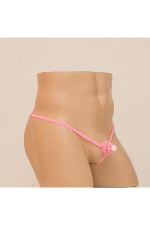  Mensg Strings and Thongs,Thongs For Men,Mens ThongsBreathable,Cooling,Solid,Low Waist,Polyester,Cotton,Pink,XL