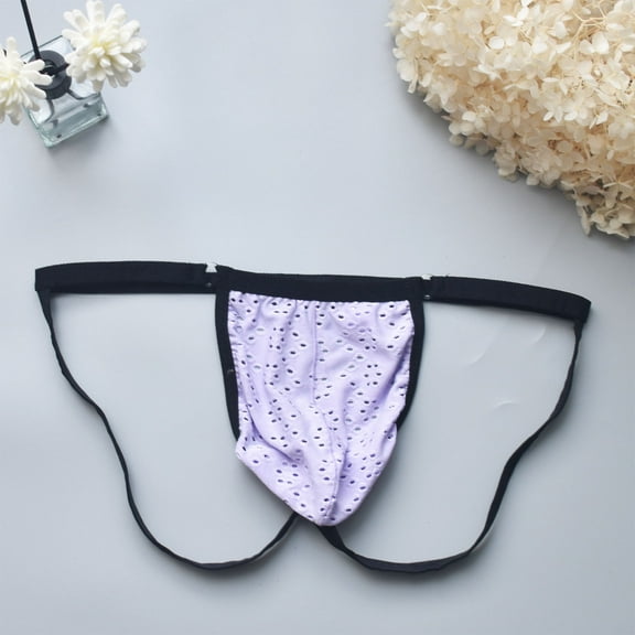 Jwputqe Mensg Strings and Thongs,Thongs For Men,Mens ThongsBreathable,Cooling,Solid,Low Waist,Polyester,Cotton,Purple,S (US:4)