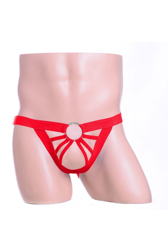  Mensg Strings and Thongs,Thongs For Men,Mens ThongsBreathable,Cooling,Solid,Low Waist,Polyester,Cotton,Red,One Size