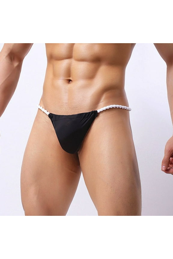 Mensg Strings and Thongs,Thongs,G-string Panties,Breathable,Cooling,Solid,Low Waist,Polyester,Black,2XL