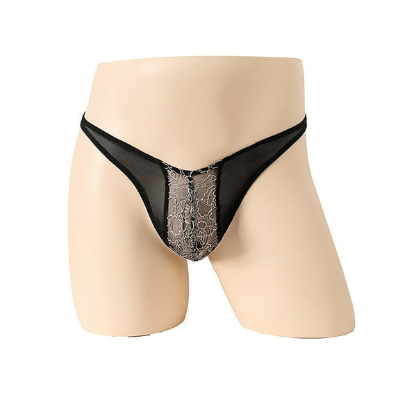 Jwputqe Mensg Strings and Thongs,Thongs,G-string Panties,Breathable,Cooling,Solid,Low Waist,Polyester,Black,Free Size