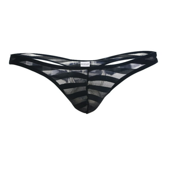Jwputqe Mensg Strings and Thongs,Thongs,G-string Panties,Breathable,Cooling,Solid,Low Waist,Polyester,Black,L